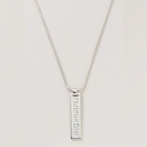 Christian Dior Silver Logo Plate Nexklace